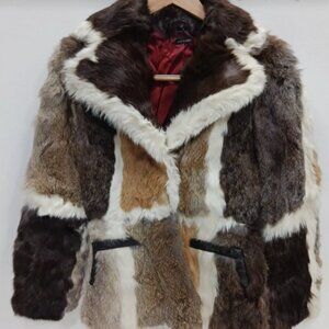 Vintage Rabbit Fur Patchwork Jacket - Women's Size 6 - Made in Korea